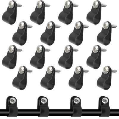 100 Pcs 3/8 Inch Black Nylon Screw Mounting R-type Cable Clip Wire Clamp, 10.4mm Cable Clip Wire Clamp for Wire Management, Stainless Steel Screws Included