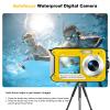 4K Underwater Camera 11FT Waterproof Camera Autofocus 48MP Selfie Dual Screen Waterproof Digital Camera 16X Underwater Camera for Snorkeling with 32GB Card, Yellow view 4