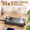 10FT Outdoor Waterproof Power Strip Surge Protector with 6AC Outlets 4USB Ports Power Switch Safety Lock, ETL Certified for Patio Garden Charging view 3