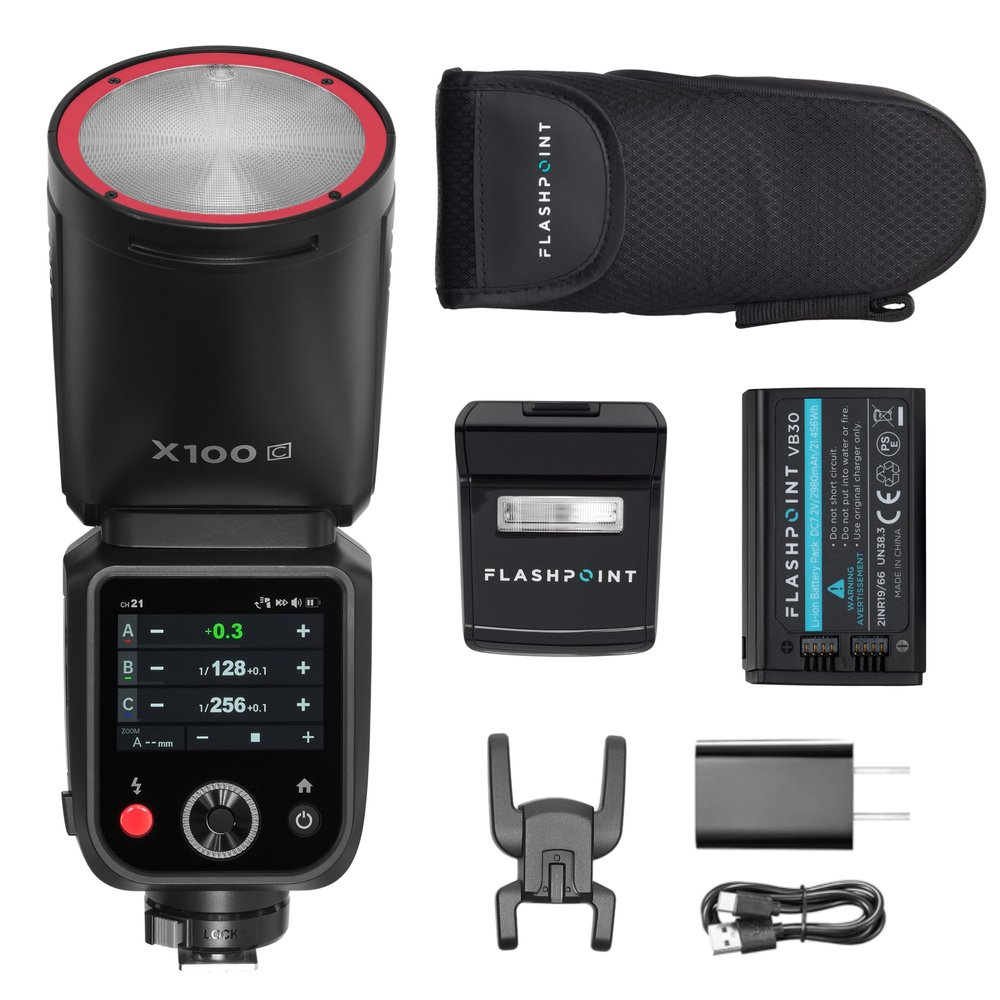 Flashpoint X100 TTL R2 On Camera Li-ion Round Head Flash for Canon, Godox V100 C
