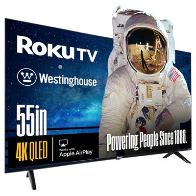 Westinghouse Roku TV - 55 Inch Smart TV, 4K UHD QLED Television w/HDR 10+, Dolby Vision, Wi-Fi & Mobile App Connectivity, Flat Screen Compatible w/Apple HomeKit, Alexa, & Google Assistant