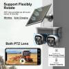 PHANSATIM Non WiFi Security Solar Outdoor Camera Wireless,4G LTE Cellular Solar Powered Outside Cameras for Home Surveillance,Dual Lens 360 Video, PTZ Motion Detection Sensor, Built in SIM Card view 4