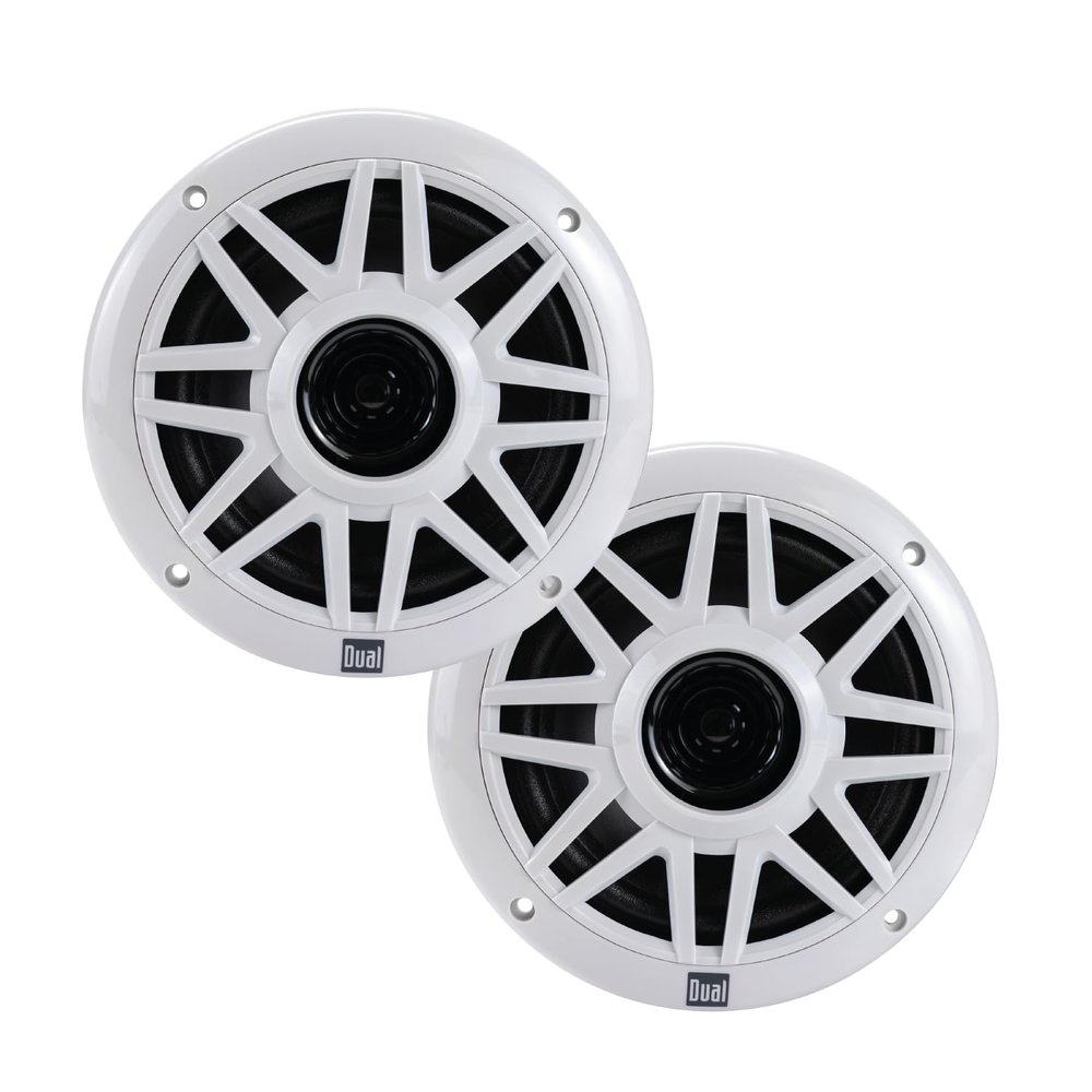 Dual Electronics DMP623 High Performance Marine Radio Speakers | 6.5 inch Weather-Resistant Dual Cone Marine Stereo Boat Speakers with 100 Watts of Peak Power | White