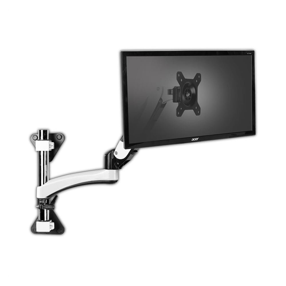 Monitor Stand, Single Monitor Wall Mount for 15-27 Inch Screens up to 17.6 lbs, Gas Spring Monitor Arm Mount, Full Motion Height Adjustable Industrial Monitor Arm Monitor arm adjustable(Two arms)