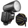Flashpoint Zoom Li-on X PRO R2 TTL On-Camera Round Flash Speedlight For Sony (Godox V1 Pro) with Glow PS-B20K ParaSnap Octagonal Softbox (20") view 1