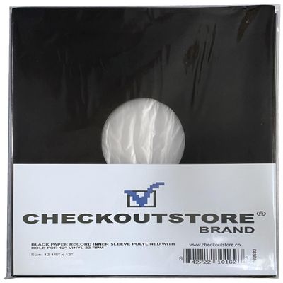 25 CheckOutStore Black Paper Record Polylined with Hole for 12" LP Vinyl 33 RPM (Inner Sleeves)