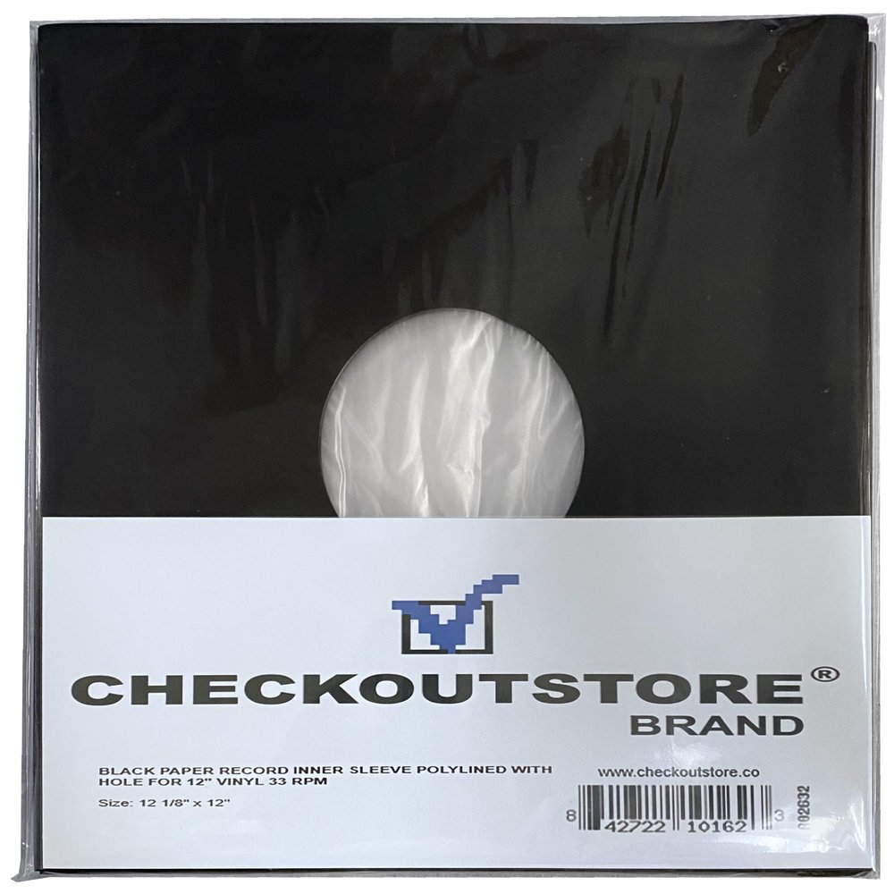 25 CheckOutStore Black Paper Record Polylined with Hole for 12" LP Vinyl 33 RPM (Inner Sleeves)