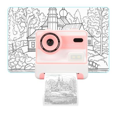 48MP Print Camera 1080P HD, Front, Rear Dual Lens, Timed Photography, 16X Digital Zoom, 2.4 Inch Screen, Fun Sketching, Supports Delayed Photography, Loop Photography (Pink)