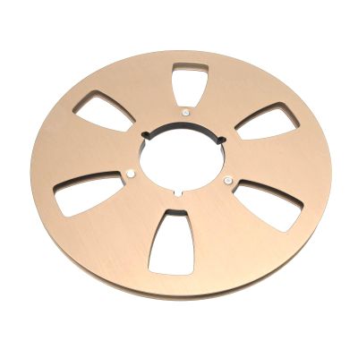 1/4 10.5 Inch Empty Takeup Reel, 6 Hole Aluminum Alloy Design, Universal Opening Machine Part, Classic 6 Hole Wind, Low Noise Replacement for Tape Deck Reels (Gold)