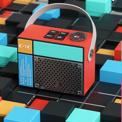 LICAEVEY Speaker, 5W Stereo Sound Modern Cute Pixels Style Portable Cordless Outdoor Compact Speakers for Home,Party,Outdoor,Beach, Birthday (Orange Red)