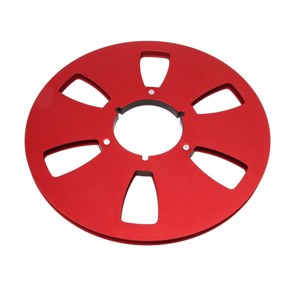 1/4 10.5 Inch Empty Takeup Reel, 6 Hole Aluminum Alloy Design, Universal Opening Machine Part, Classic 6 Hole Wind, Low Noise Replacement for Tape Deck Reels (Red)