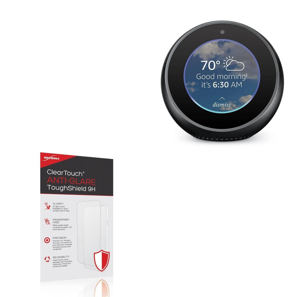 BoxWave Screen Protector Compatible With Amazon Echo Spot (1st Gen 2017) - ClearTouch Anti-Glare ToughShield 9H (2-Pack), Anti-Glare 9H Tough Flexible Film Screen Protector