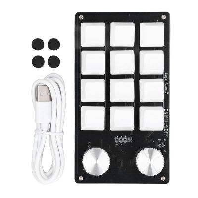 12 Key Knob Keyboard Programmable USB Red Switch Mechanical Keypad DC 5V 1A for Office Game Music Media