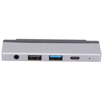 5 in 1 USB3.0 Hub Docking Station, Type C to Expansion Dock for iOS Tablet Pro 18 20, Slim Minimal Design, 4K 60Hz Support, 3.5mm Audio Socket, 60W PD Charging Port, Gray