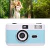 XUMIUZIY Film Camera 35MM, Reusable with Flash, Retro Supports 135 or 35MM Black and White or Color Film, 28MM F/8 Lens 1/120s Shutter Speed (Blue White) view 2