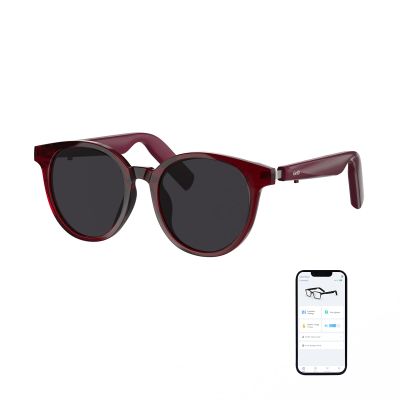 GetD AI Glasses for Men & Women, Smart Sunglasses Powered by ChatGPT with 145-Language Translation, Bluetooth 5.4, 11H Music/9H Call, UV400 & Polarized Lenses for Travel & Daily Use, Red Frame