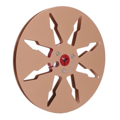 7 x 1/4 Empty Take Up Reel to Reel Small Hub, Aluminum Alloy Empty Tape Reel, 7 inch 8 Holes 1/4 Opening Empty Reel, Open Take Up Reel to Reel Hub for Reel Tape Drive (Gold)