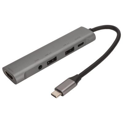 USB C Hub 5 in 1 Multiport Adapter, Aluminium Alloy Material, Supports 4K HD Output, PD Fast Charging, USB3.0 High Speed Transmission, Compatible with MacBook Pro, Switch,