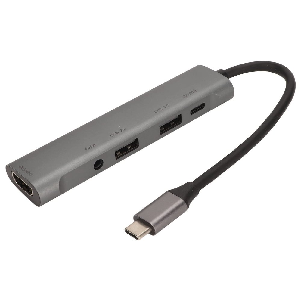 USB C Hub 5 in 1 Multiport Adapter, Aluminium Alloy Material, Supports 4K HD Output, PD Fast Charging, USB3.0 High Speed Transmission, Compatible with MacBook Pro, Switch,