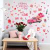 1Sheet Valentine's Day Wall Decals Red Heart Stickers for Wall Decoration Balloon Envelope Truck Love Hearts Design Valentines Window Decor Stickers Self Adhesive Wedding Wall Stickers for Home Decor view 3