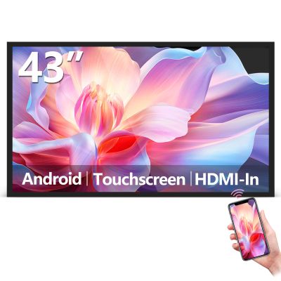 43" Multi-Touch Screen Industrial Monitor, FHD 1080P Digital Signage Display for Advertising, Reverse Control Laptop, Wireless Screen Mirroring, Built-in Speakers, USB, HDMI Ports