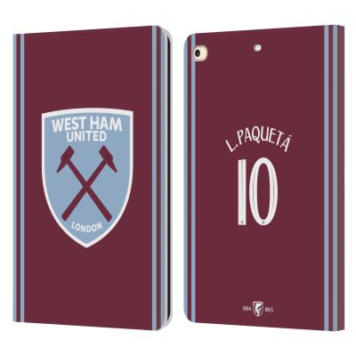 Head Case Designs Officially Licensed West Ham United FC Lucas Paquet 2024/25 Players Home Kit Leather Wallet Case Compatible with Apple iPad 9.7 2017 / iPad 9.7 2018