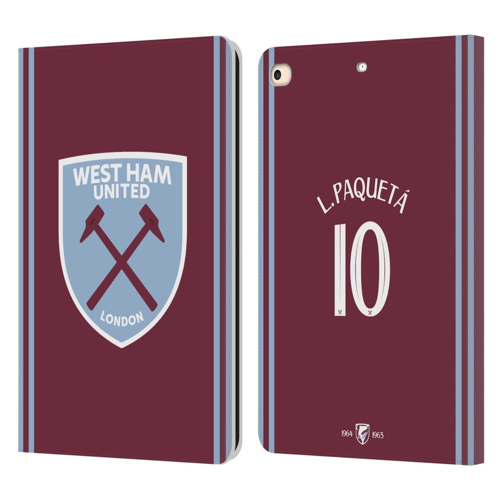 Head Case Designs Officially Licensed West Ham United FC Lucas Paquet 2024/25 Players Home Kit Leather Wallet Case Compatible with Apple iPad 9.7 2017 / iPad 9.7 2018