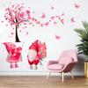 2Pcs Valentine's Day Wall Decoration 3D Heart Wall Decals Removable Gnome Wall Stickers Pink Butterfly Love Hearts Tree Wall Decor Valentines Stickers for Wedding Anniversary Party Bedroom Home Decor view 2