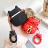 Yatchen for Airpods 4 Case,Cute 3D Cartoon Lucky Cat Airpods 4 4rd Generation Cover Kawaii Soft Silicone Protective Cover with Keychain Shockproof Charging Case for AirPods 4 for Girls Black view 4