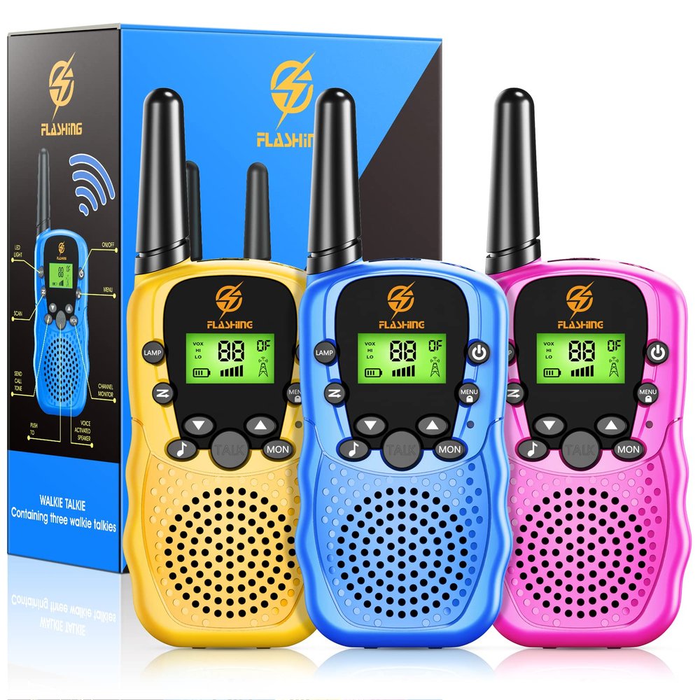 Kids Walkie Talkies 3 Packs, 2 Way Radio, 3 KM Long Range, Clear Sound 22 Channels Indoor Outdoor Toy for Boys Girls 3-12 Years Old Kids Gifts