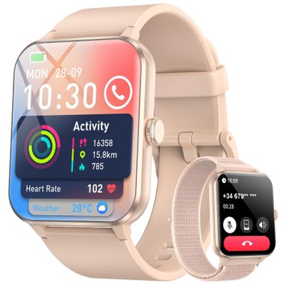 Blackview 2026 Fitness Tracker (Answer/Make Calls), Smart Watch for Men and Women with Heart Rate/SpO2/Sleep Monitor/2 Straps, 100+ Sports Modes, IP68 Waterproof Activity Tracker for Android/iPhone