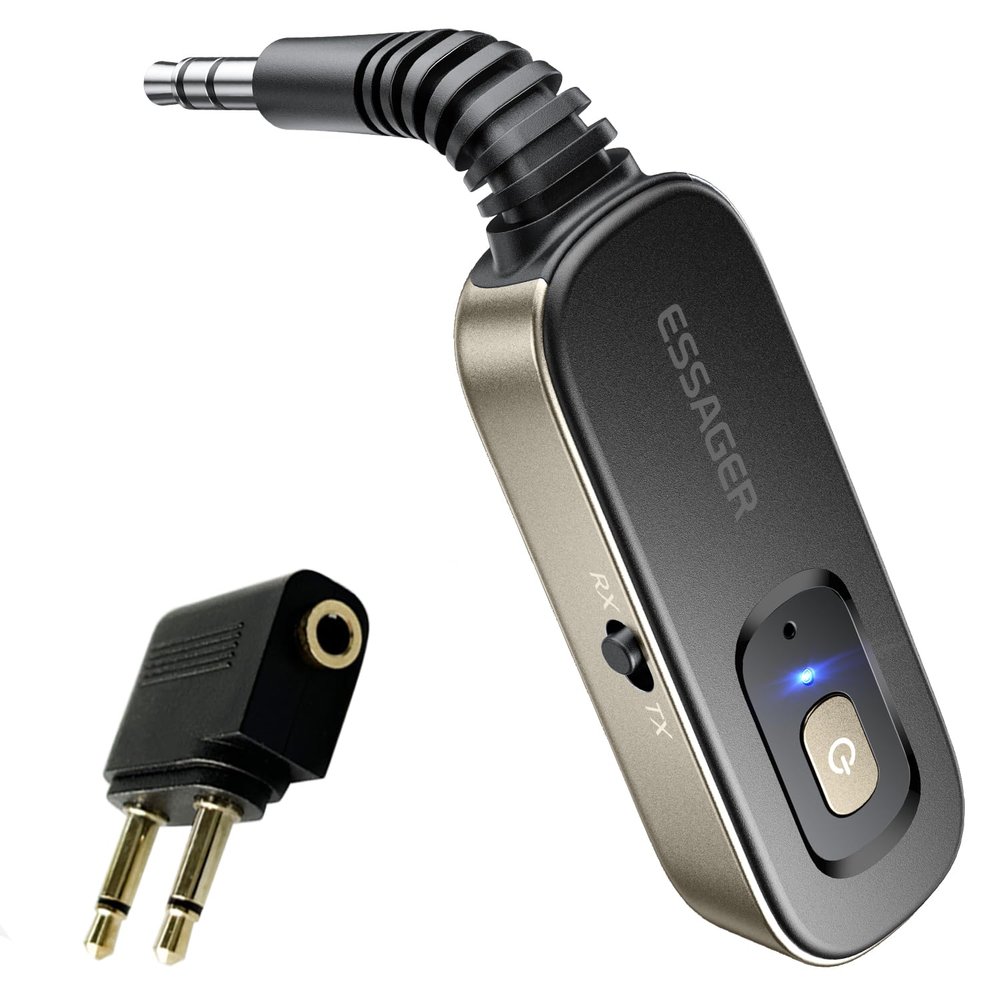 Bluetooth Receiver for Car, Noise Cancelling 3.5mm AUX Bluetooth Car Adapter, Wireless Audio Receiver Transmitter for Home Stereo/Wired Headphones Airplane, Gold