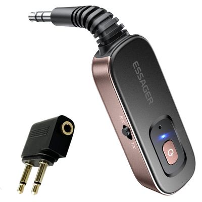 Bluetooth Receiver for Car, Noise Cancelling 3.5mm AUX Bluetooth Car Adapter, Wireless Audio Receiver Transmitter for Home Stereo/Wired Headphones Airplane, Red