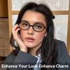 Dollger Oval Blue Light Glasses for Women Men Fashion Retro Black Small 90s Round Frame Computer Glasses view 3