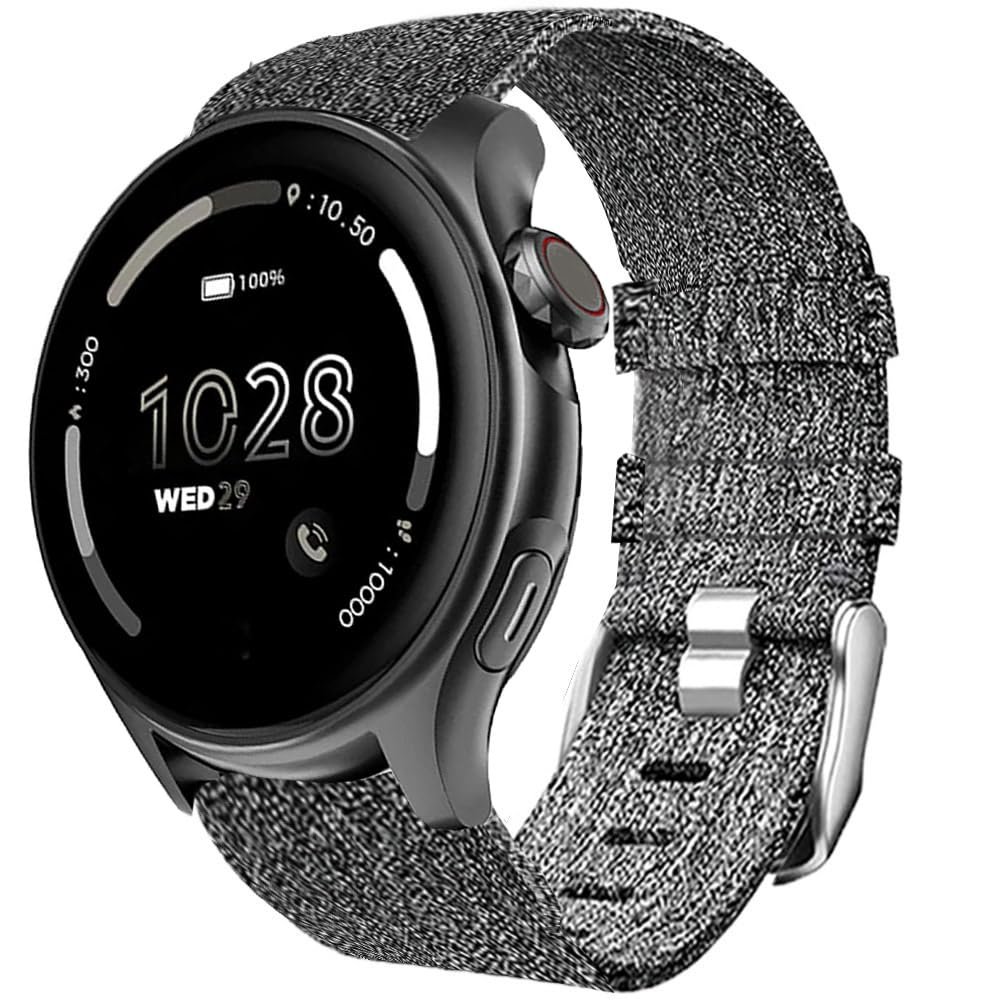 Compatible with Cubitt Viva Pro Smart Watch Band, Lamshaw Breathable Nylon Woven Fabric Replacement Accessory Strap Compatible for Cubitt Viva Pro, Viva, Aura Pro, Aura Smart Watch (Gray, 22mm size band)