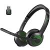 JIAMQISHI Wireless Headset with AI Noise Cancelling Microphone Bluetooth Headset - Bluetooth V5.2 Headphones with USB Dongle & Mic Mute for Computer/Laptop/PC/iPhone/Android/Cell Phones/Zoom-Green view 1