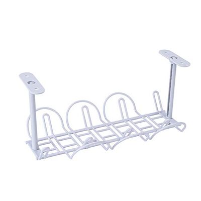 TopHomer Under Desk Cable Management Tray White, Cable Management Under Desk No Drill, Cable Tray for Desk Wire Management,Desk Cable Management Box for Office, Home, Gray