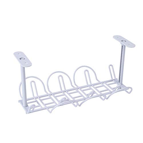 TopHomer Under Desk Cable Management Tray White, Cable Management Under Desk No Drill, Cable Tray for Desk Wire Management,Desk Cable Management Box for Office, Home, Gray