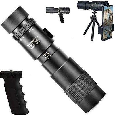 10-300 x 40 mm High Power Monocular, Super Portable Zoom Lens Waterproof IPX7 Monocular Telescope with Smartphone Tripod Support for Adult Bird Watching Outdoor Travel Sightseeing