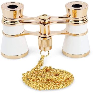 Monocular Telescope, 3X25 Opera Glasses Binoculars Metal Body with Chain/Handle Optical Lens Theater Telescope Retro Design Women Girls Gift Clear