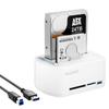 MAIWO SATA to USB 3.0 Dual-Bay Hard Drive Docking Station with Offline Clone for 2.5 & 3.5-inch HDD/SSD, Hard Drive Dock with CF/SD Card Reader, Support 2 * 24TB, White view 1