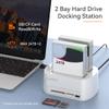 MAIWO SATA to USB 3.0 Dual-Bay Hard Drive Docking Station with Offline Clone for 2.5 & 3.5-inch HDD/SSD, Hard Drive Dock with CF/SD Card Reader, Support 2 * 24TB, White view 3