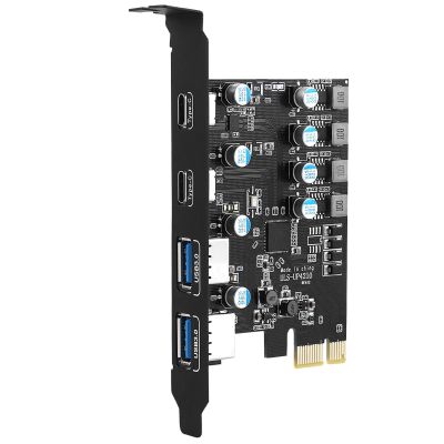 4 Ports PCI-E to USB 3.0 Internal Converter PCI Express Expansion Card 5Gbps 2 USB Type-A 2 USB Type-C Ports, for Desktop PC Card Support PClE X1 X4 X8 X16
