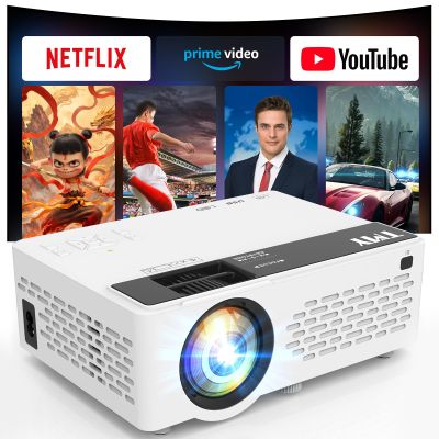 TMY 1080P Full HD Portable Mini Projector, Bluetooth Movie Projector, Compatible with TV Stick/Smartphone/PC/Game Console/HDMI/USB, Indoor & Outdoor Use, Built in Netflix app