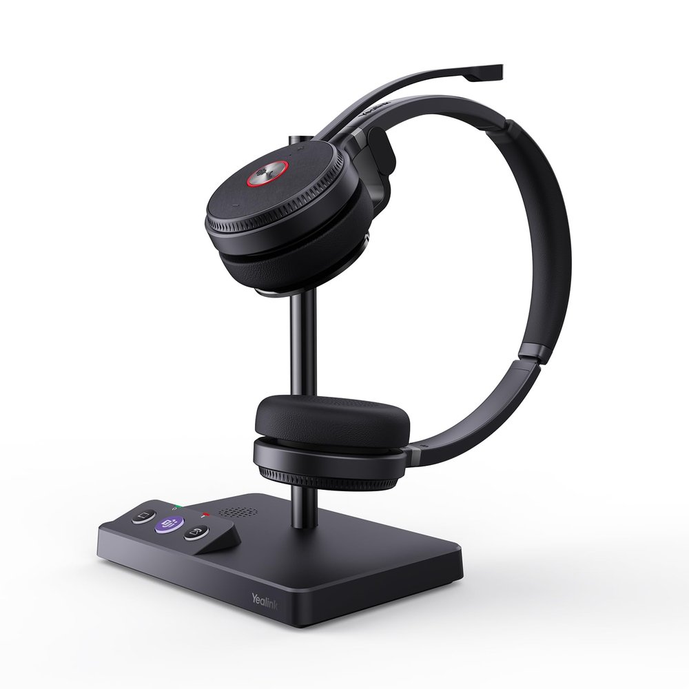 Black WH62 Mono Teams DECT and WH62 Dual Headset for Desk Phone 525 ft Range for Desk Phone