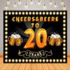 Loccor 10x6.5ft Fabric Cheers and Beers to 20 Years Backdrop Black Gold 30th Birthday Anniversary Background for Men Women Portrait Photo Studio Props view 1