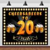 Loccor 10x6.5ft Fabric Cheers and Beers to 20 Years Backdrop Black Gold 30th Birthday Anniversary Background for Men Women Portrait Photo Studio Props view 2