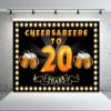 Loccor 10x6.5ft Fabric Cheers and Beers to 20 Years Backdrop Black Gold 30th Birthday Anniversary Background for Men Women Portrait Photo Studio Props view 3