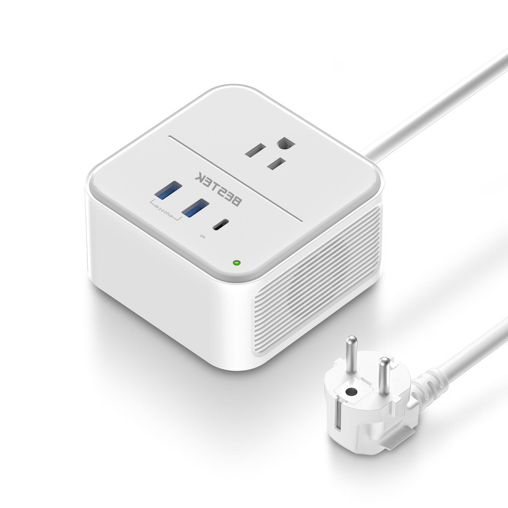 BESTEK 2000W Voltage Converter US to Europe 220V to 110V Converter Pure Sine Wave with PD 35W USB-C for Hair Dryer/Curling Iron/Phone Travel Adapter for Europe/Italy/France (White)