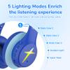EarFun K4 Kids Bluetooth Headphones, Wireless Headphones with LED Lights, 74/85/94dBA Volume Limited, Built-in Mic, 90H Playtime, Bluetooth 5.4 Over Ear Headphone for iPad/Tablet/PC/School view 3
